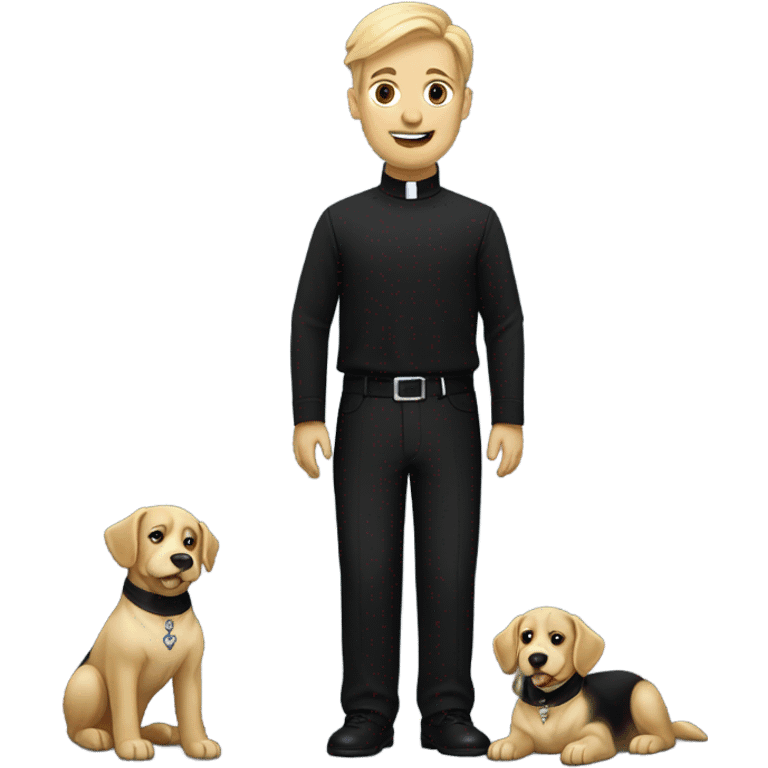 blond Vicar wearing black shirt and dog collar. Full body emoji