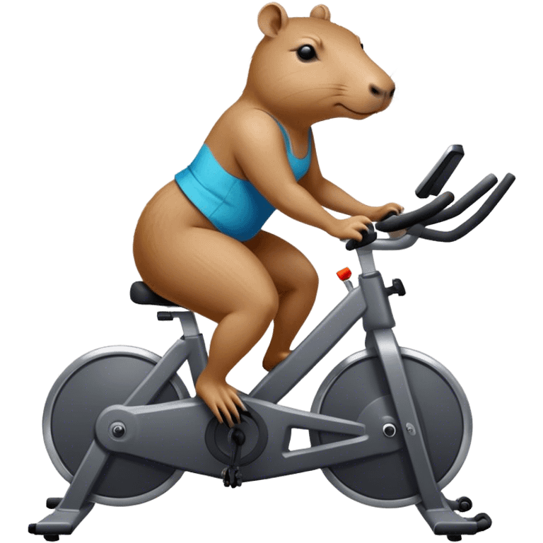 Female Capybara at the gym on an indoor bike emoji