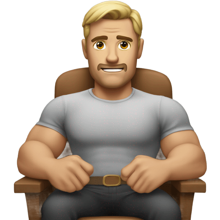 muscle guy sitting in char emoji