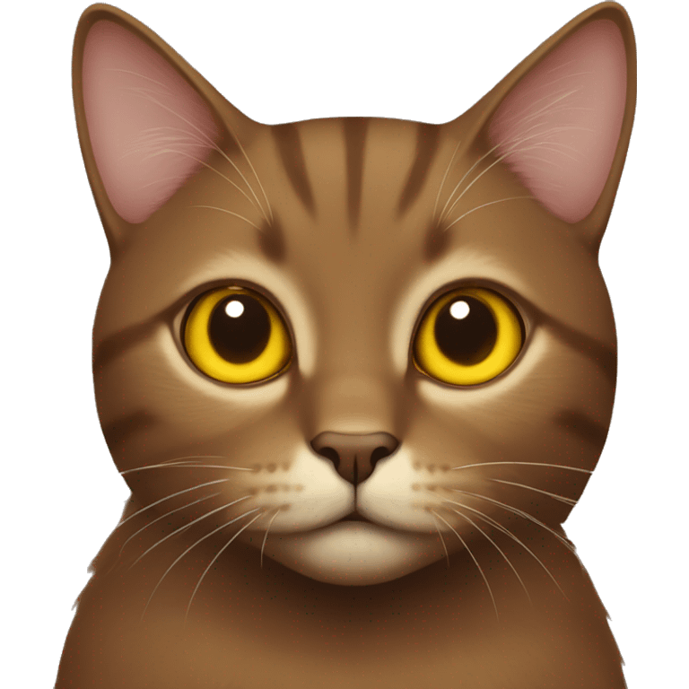 A brown cat with yellow eyes blowing a kiss emoji