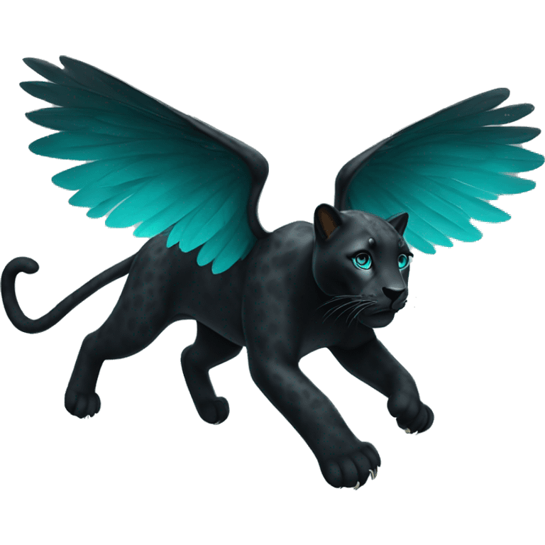 winged black leopard with turquoise eyes flying emoji