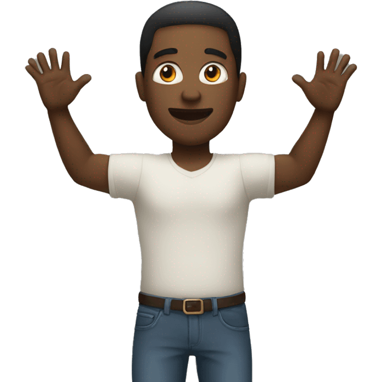 A black man with his hands up emoji