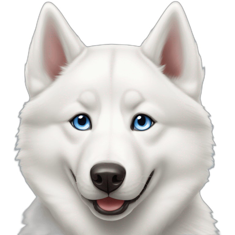 White Siberian husky smile  blue eyes emoji