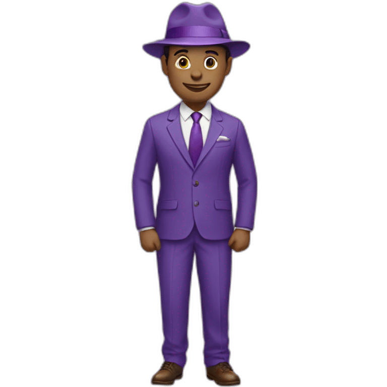 Man in a purple suit with purple hat emoji