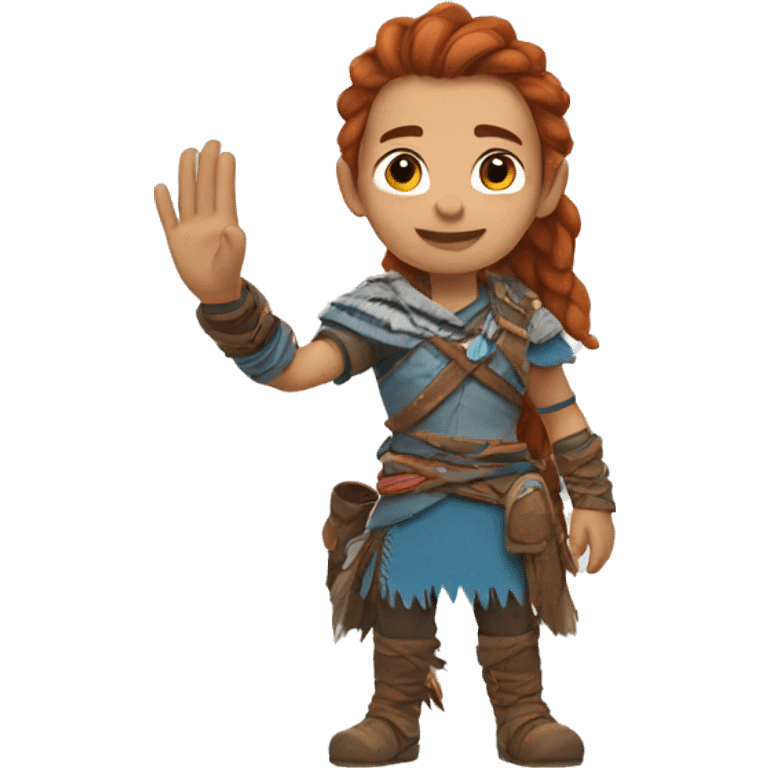 Aloy, waving goodbye emoji