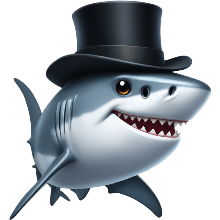 Shark with a top hat emoji