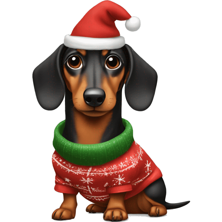 dachshund wearing chrismas clothes emoji