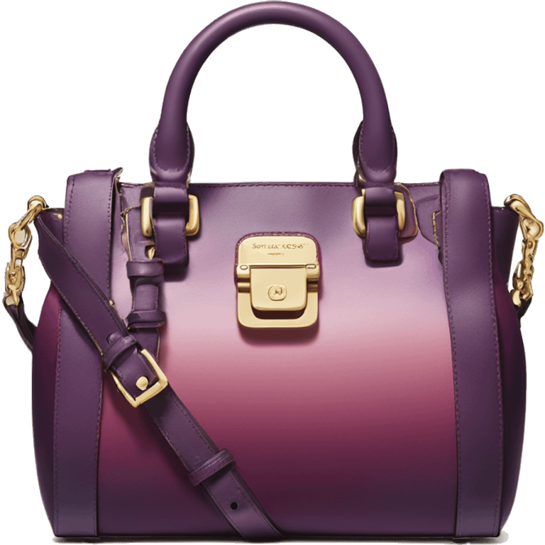 Realistic isolated plum purple to wine color ombre michael kors satchel purse without a strap.  emoji