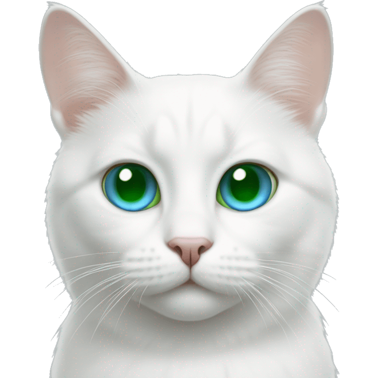 White cat with one blue eye and a green one  emoji