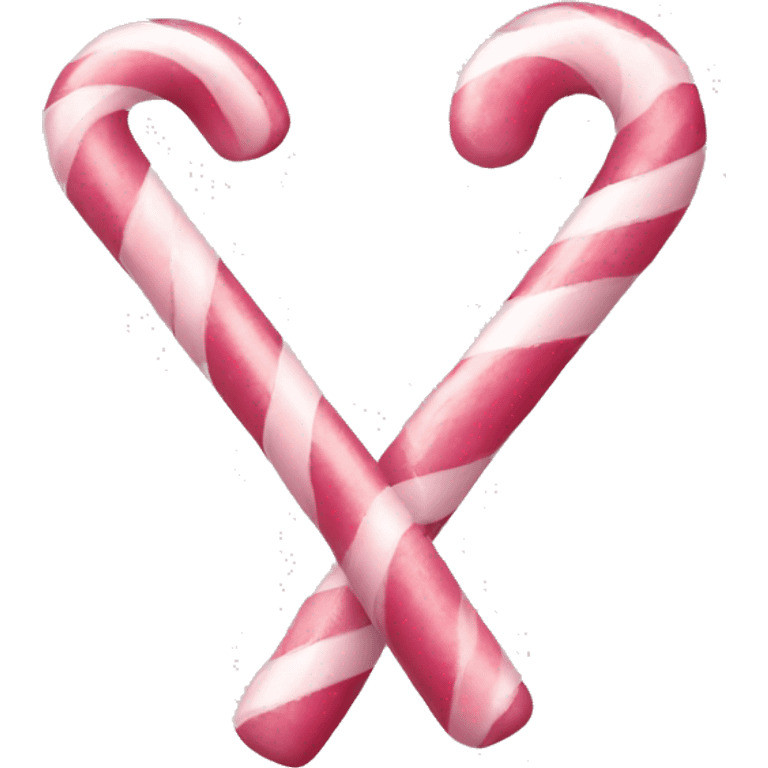 two dusty pink hearts with two candy canes crossed  emoji