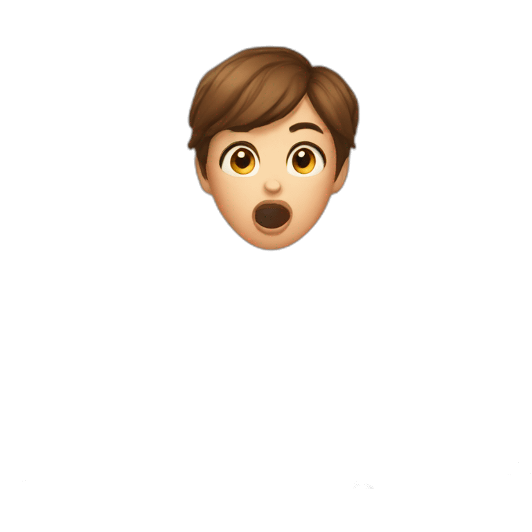 Shocked very short brown  hair young woman emoji