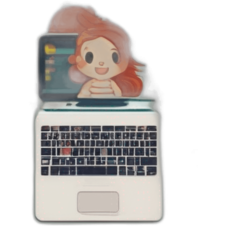 coder redhair little baby taking laptop emoji