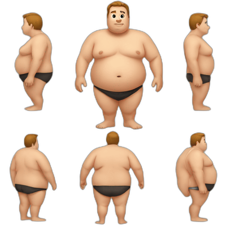 Fat man without clothes emoji