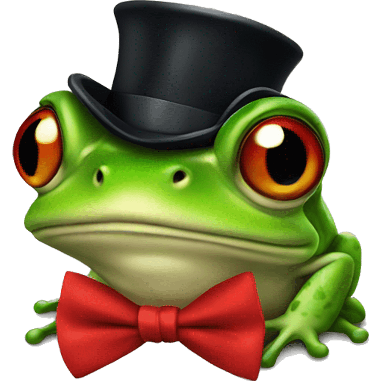 Frog with red bow tie and black tophat emoji