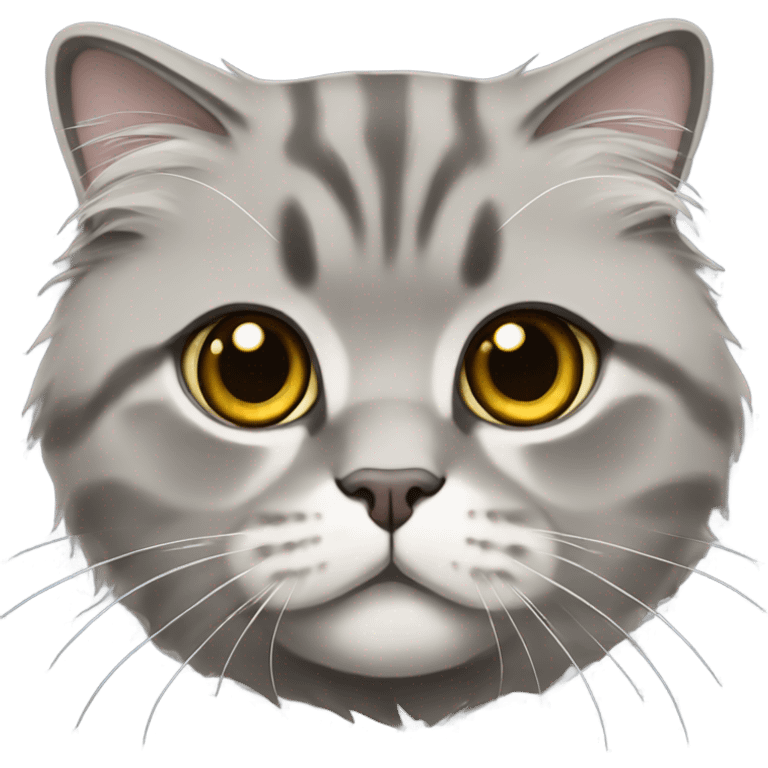 gray scottish fold long-hair cat emoji