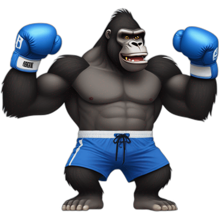 One Piece-style arched back gorilla with boxing gloves and white nike "air force one". emoji