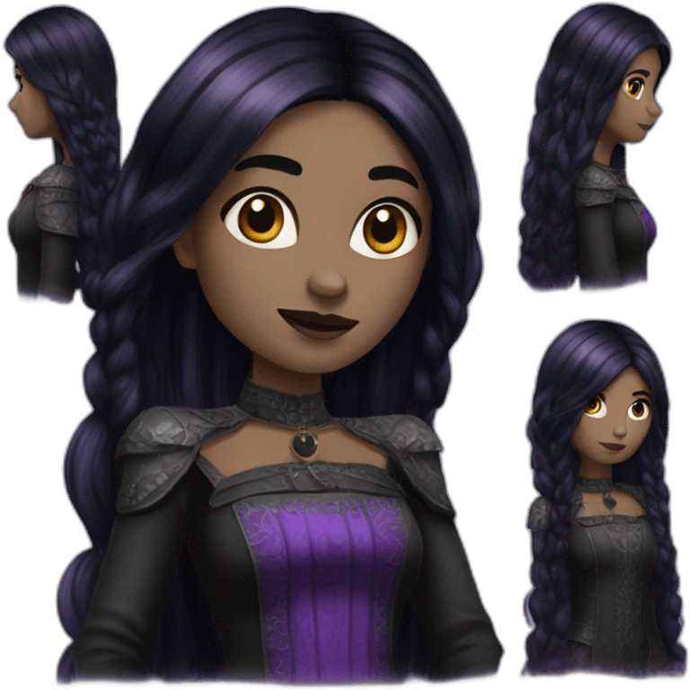 Queen gothic girl long dark black and purple hair emoji