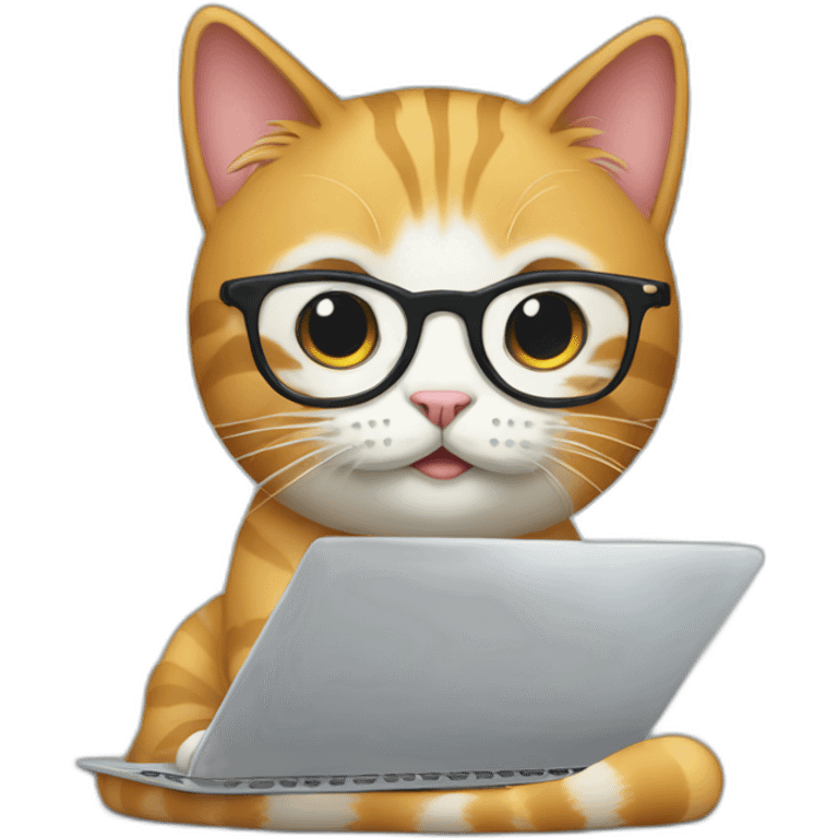 Cat with glasses and laptop emoji