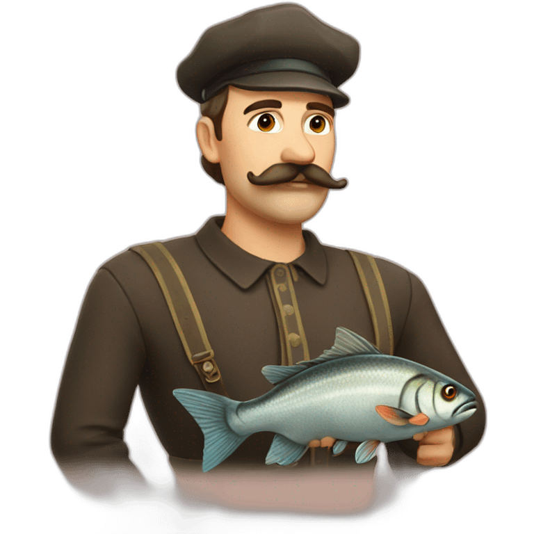 russian moustache husband with fish emoji