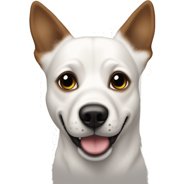 Perro blanco con manchas negras y la cara negra y ojos avellana  emoji