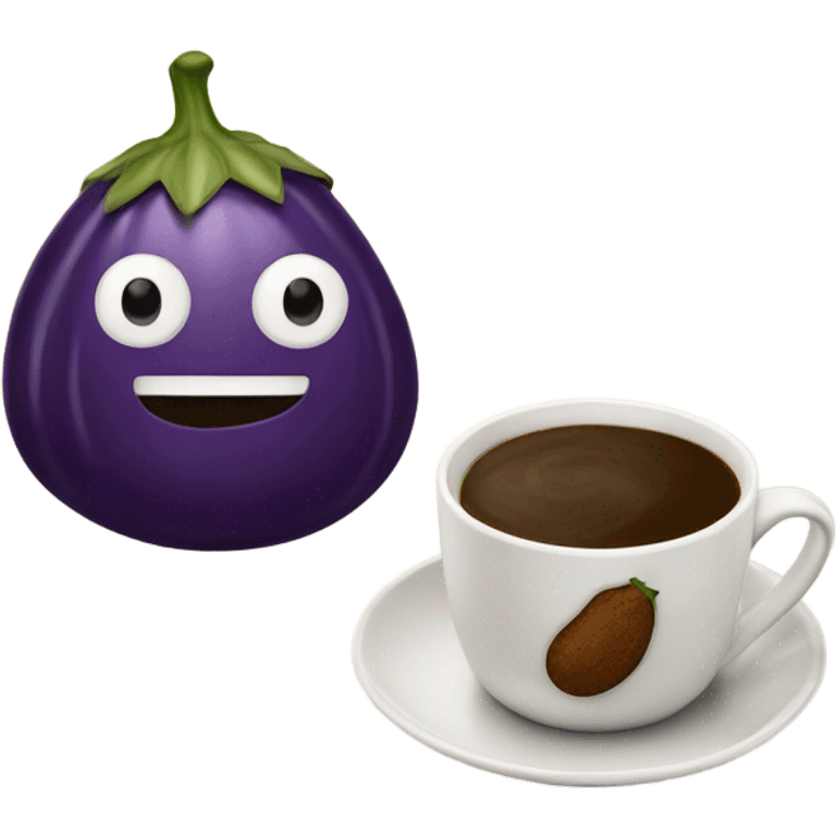 Eggplant and coffee, with cream emoji