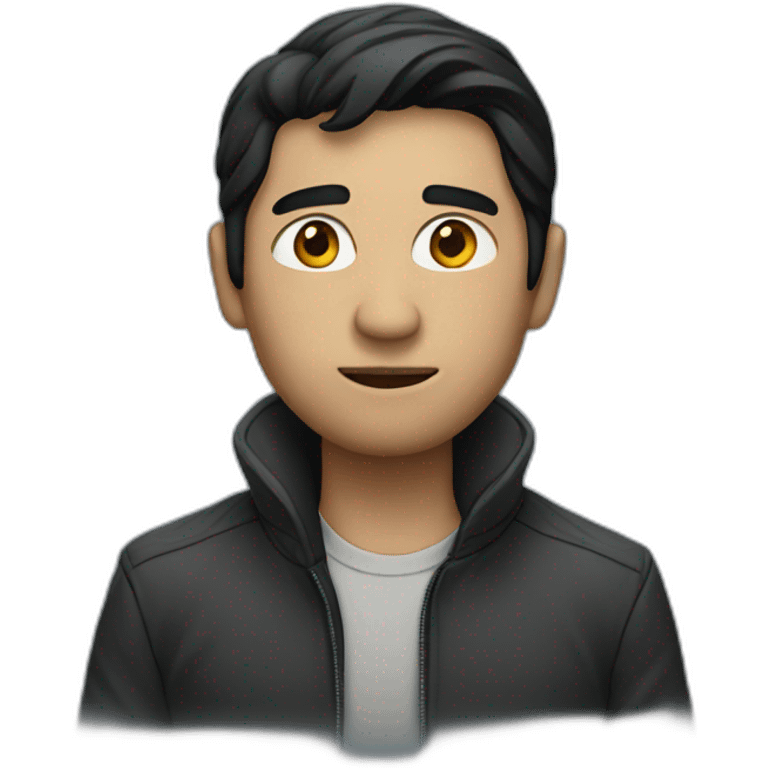 mysterious black-haired man in jacket emoji