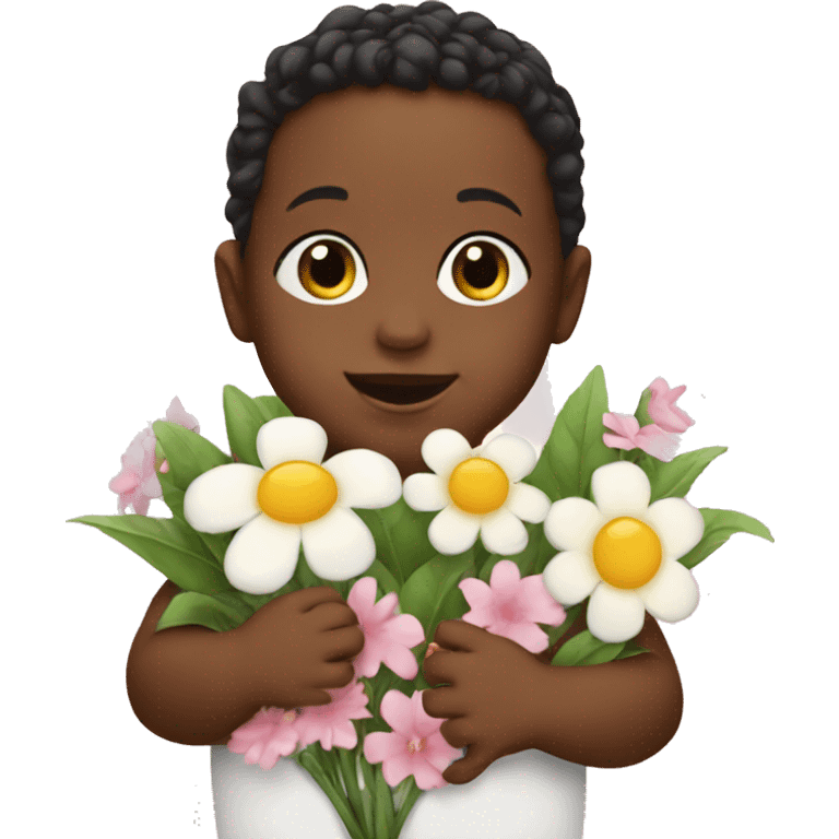 Baby with flowers  emoji