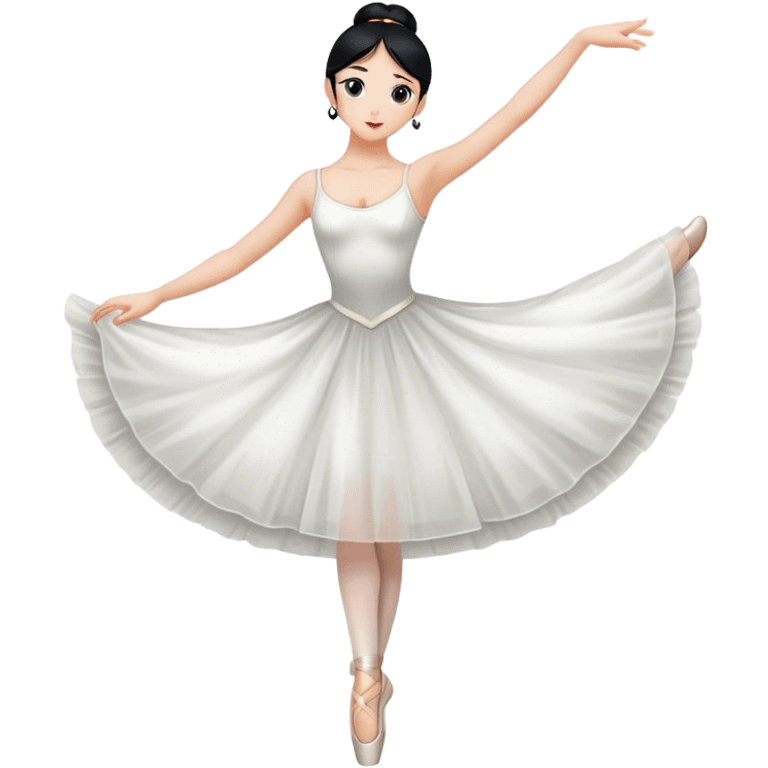 Ballerina, White, Long Black Hair emoji