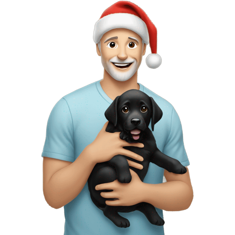 Santa Claus holding a 14 week old black Labrador  emoji