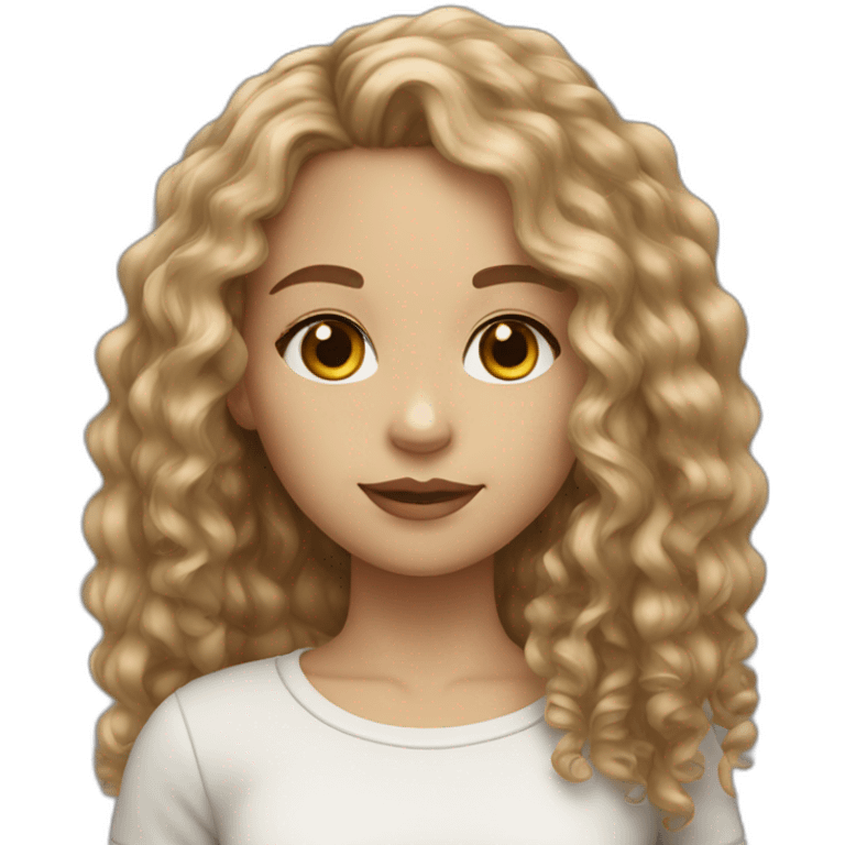 girl long curly dark blonde hair hazel eyes and light skin emoji