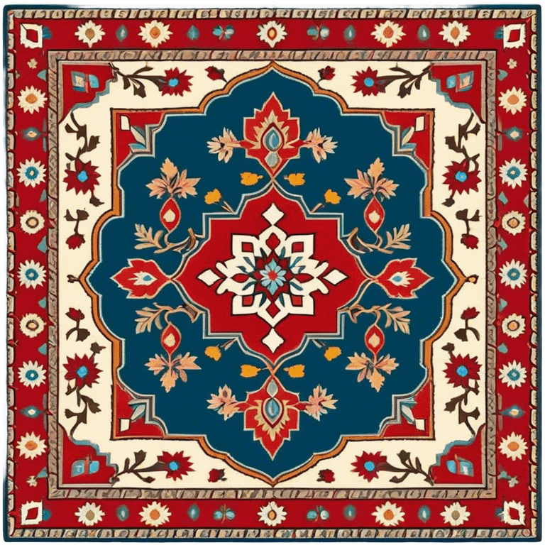 Cinematic Realistic depiction of a richly patterned Turkish carpet, rendered with exquisite details and vibrant colors, set against a soft, warmly lit background that emphasizes its artisanal craftsmanship emoji