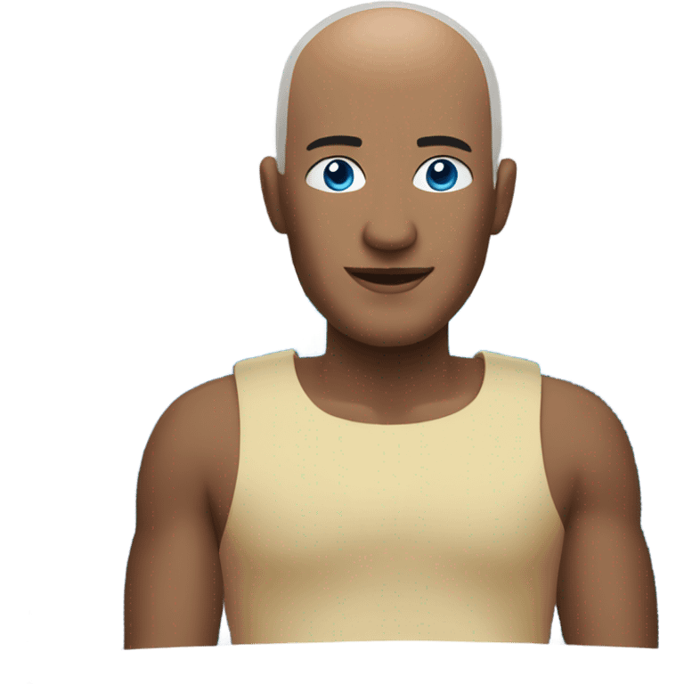 Bald man with blue eyes on a boat emoji