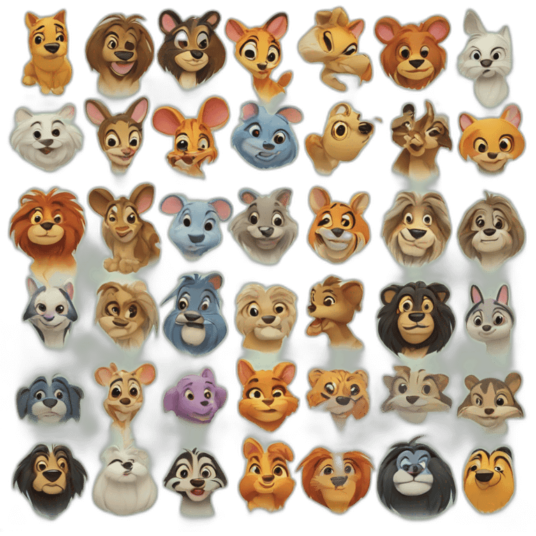 colorful cartoon animal characters Disney style emoji