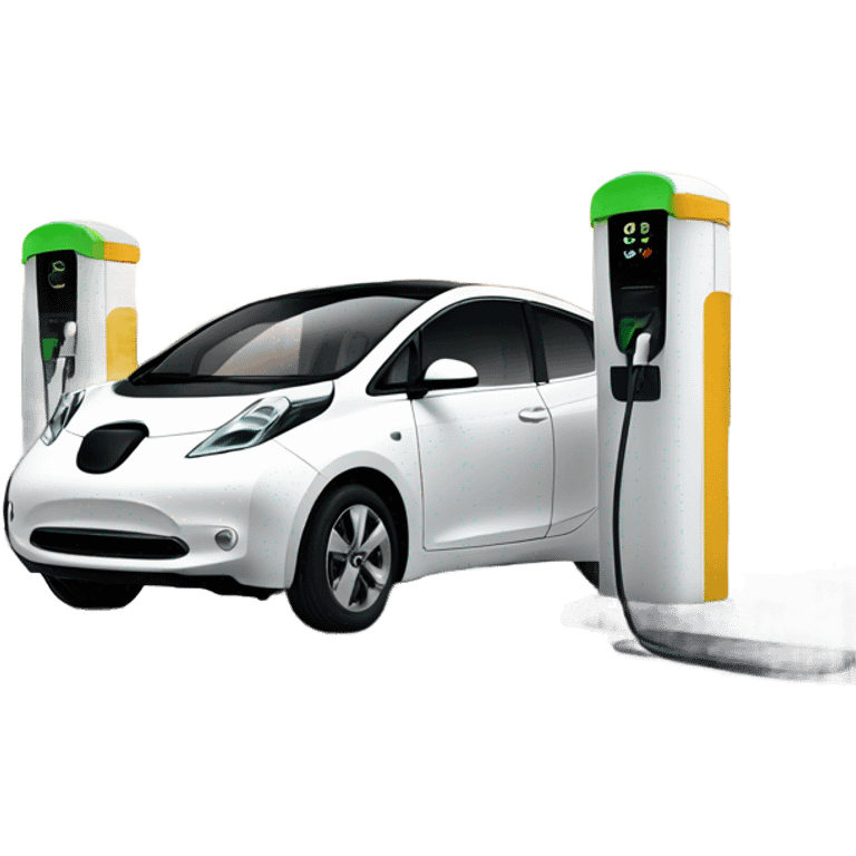 Electric car charging at a station emoji