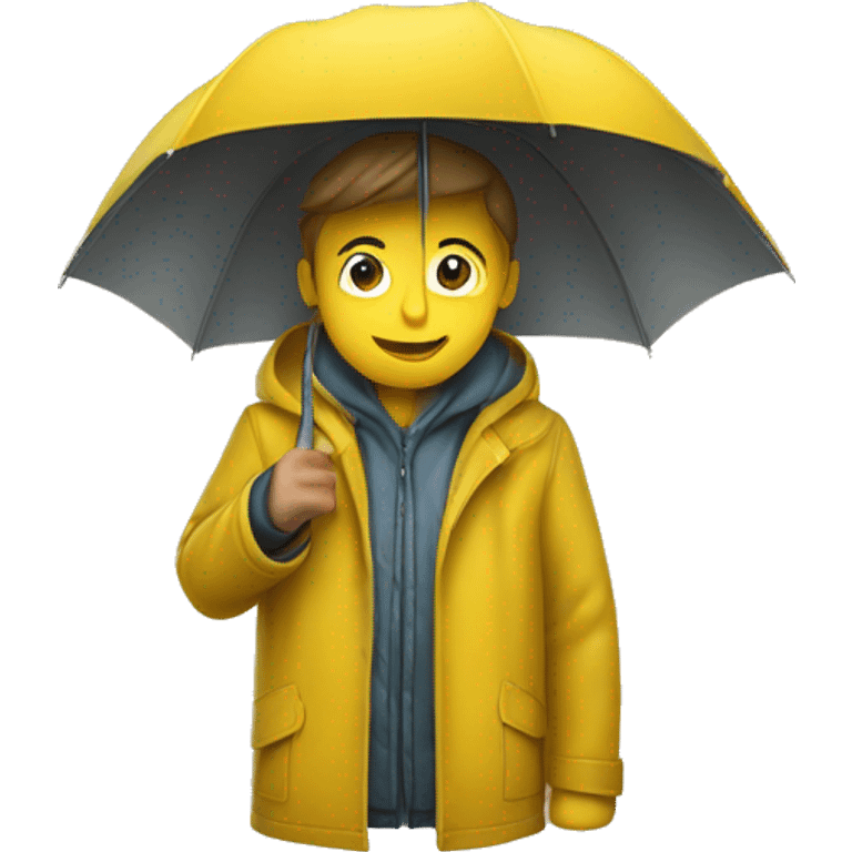 Manteau de pluie jaune sur porte manteau emoji