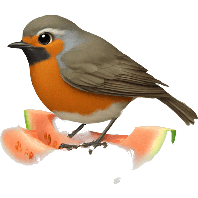 Robin eating melon emoji