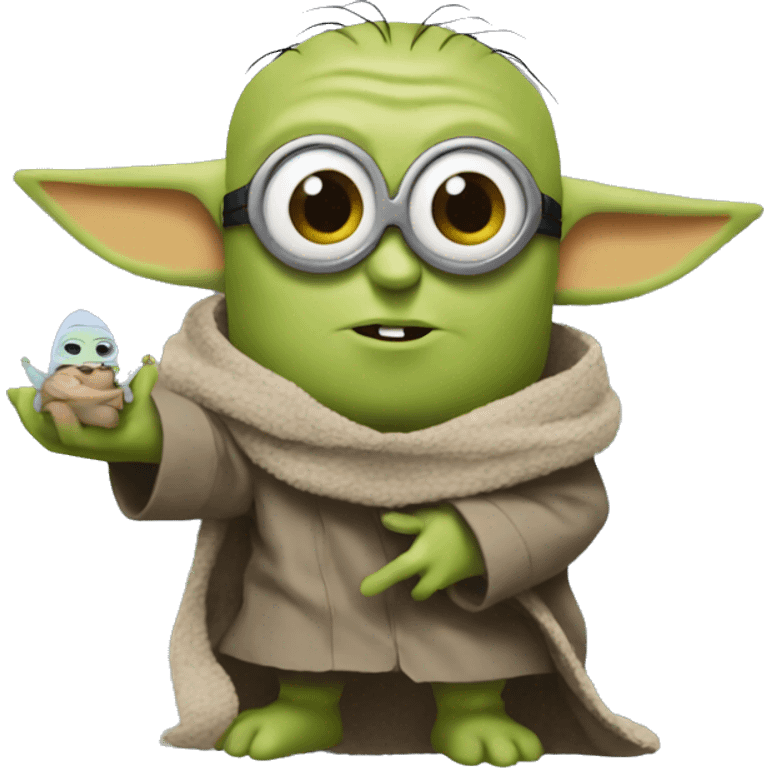 Minion holding Baby Yoda emoji