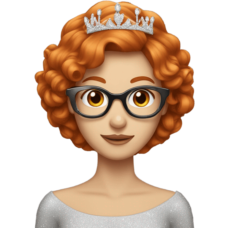 Redhead with tiara and glasses emoji