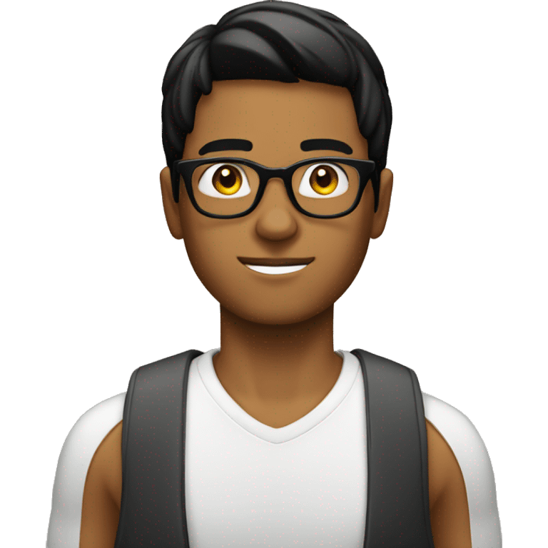 young man tanned whit black hair straight whit glasses circular  emoji