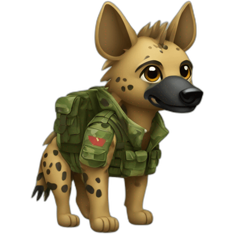 polish nationalist hyena wearing woodland camo BDU emoji