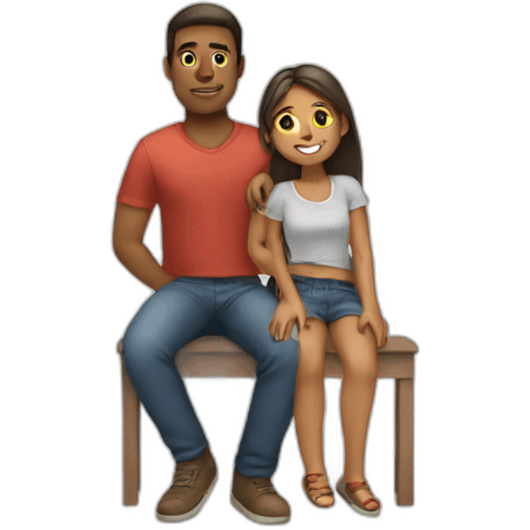 Girl sitting on a man emoji