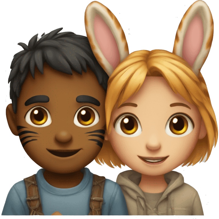 bunny girl and tiger boy emoji