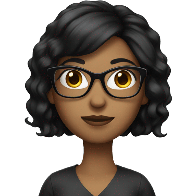 Short black hair woman glasses emoji