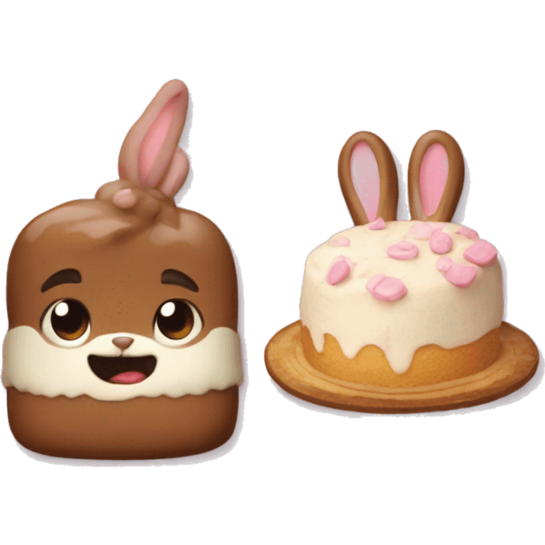 sweetcake and rabbit emoji