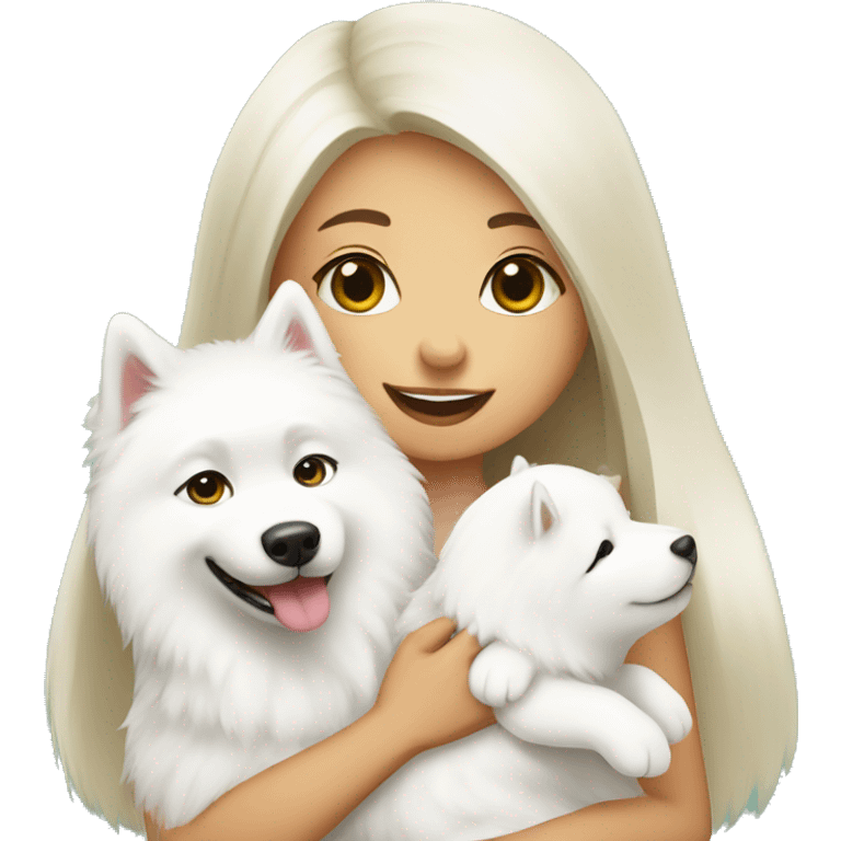 Samoyed with baby girl emoji