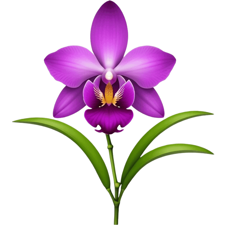 single purple Dendrobium Orchid flower, stem emoji