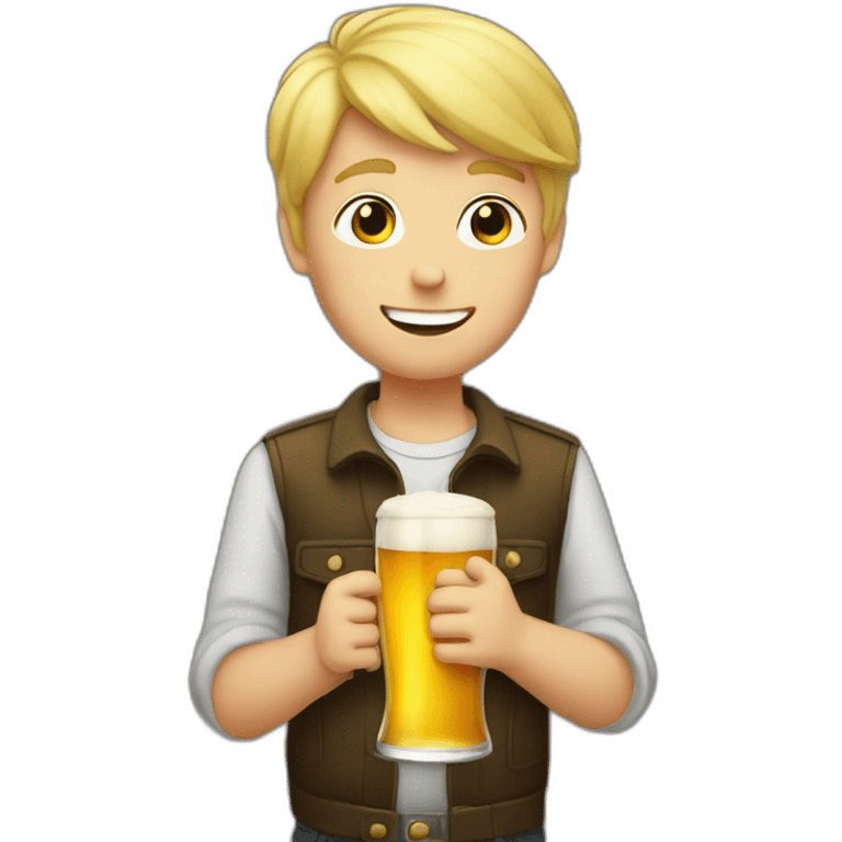 blond boy holding a beer emoji