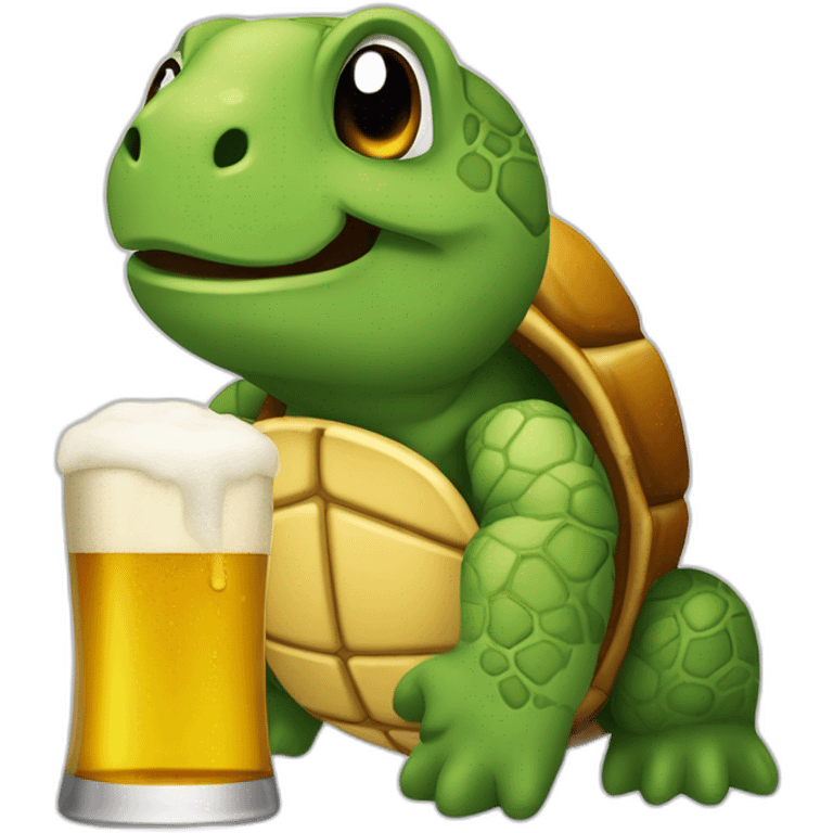 Tortue qui boit de la bière emoji