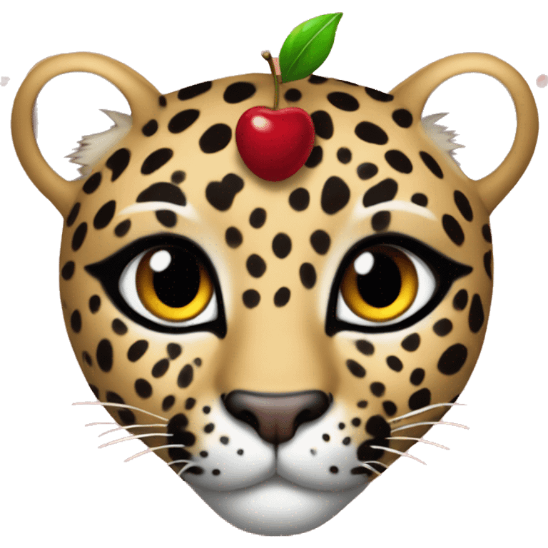 Leopard heart with cherry  emoji