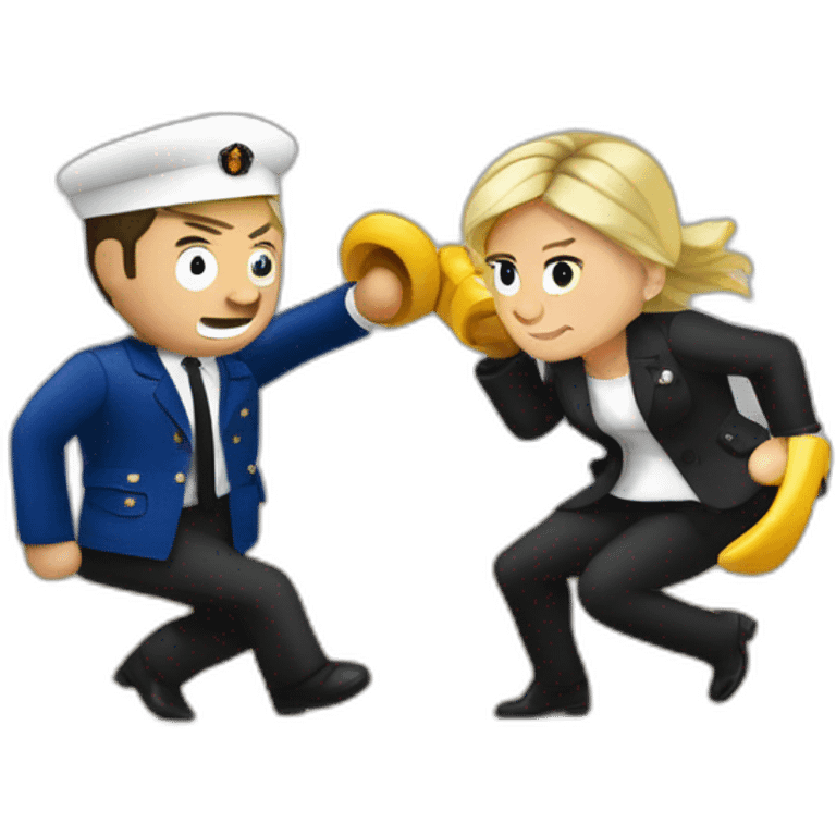 Marine lepen fight with macron emoji